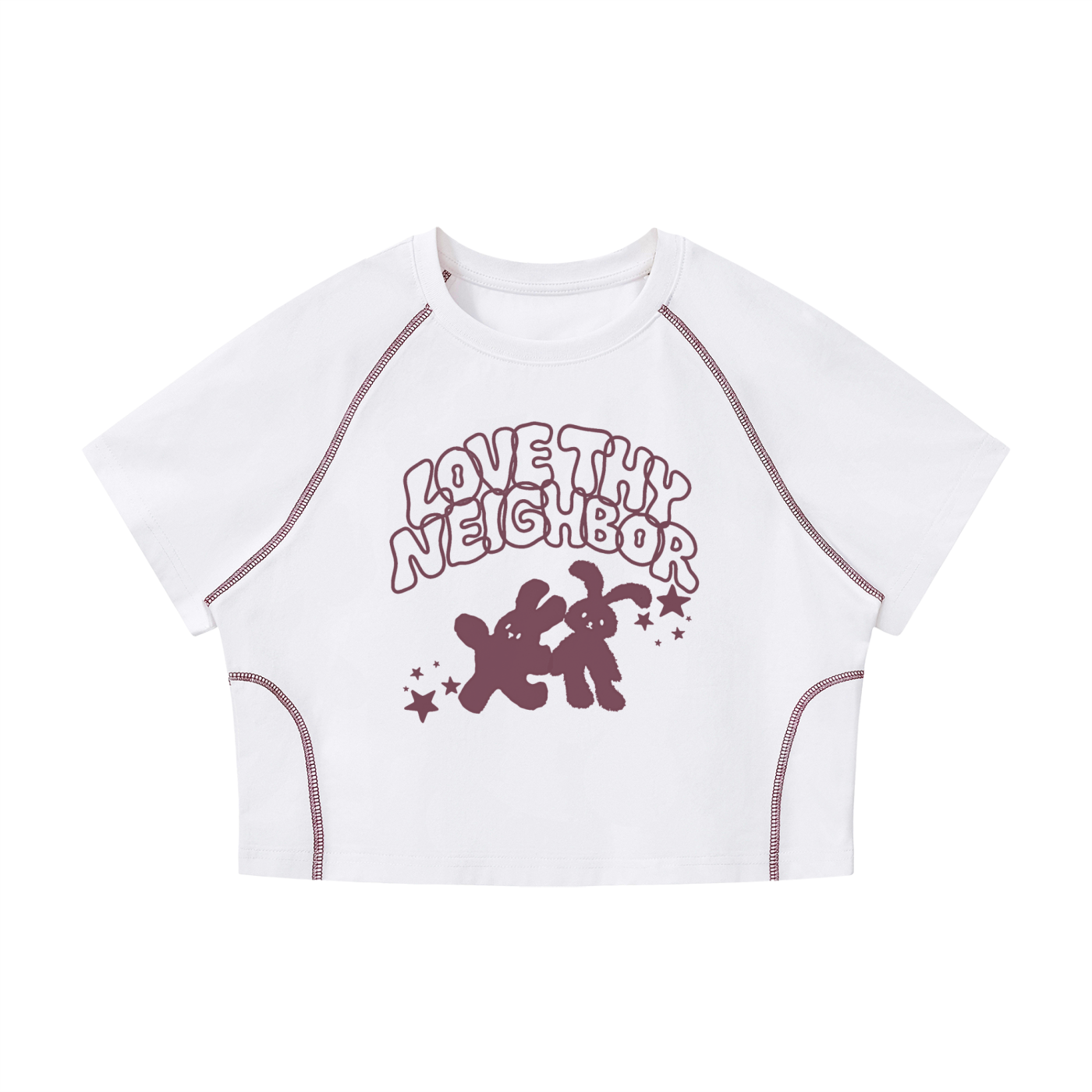 Women's Love Thy Neighbor Cropped Raglan Tee