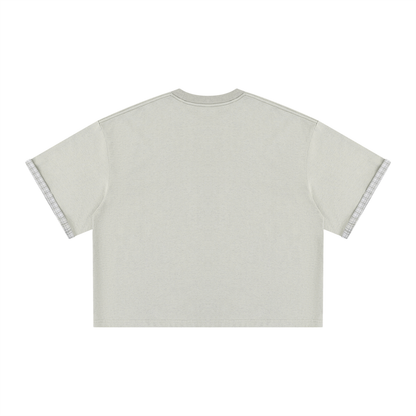 UrbanDivinity Plaid-Lined Varsity Boxy Tee