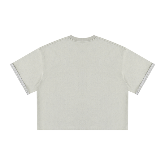 UrbanDivinity Plaid-Lined Varsity Boxy Tee