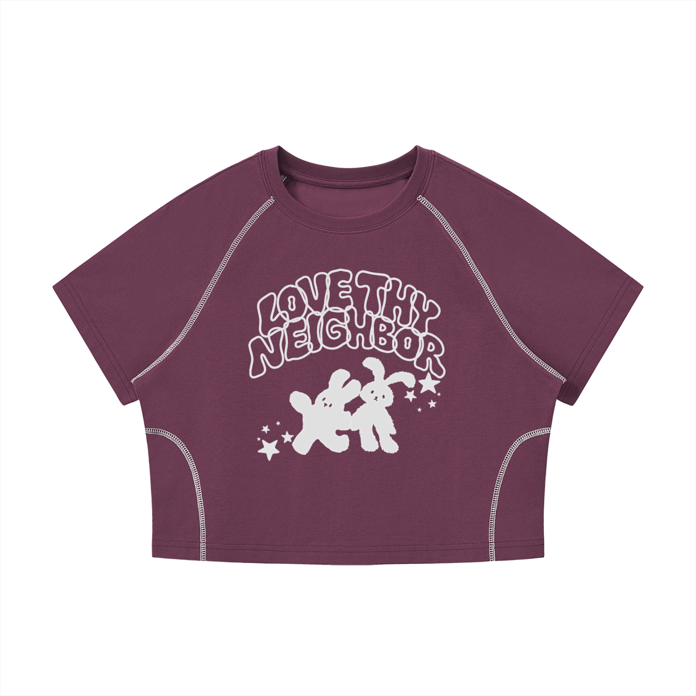 Women's Love Thy Neighbor Cropped Raglan Tee