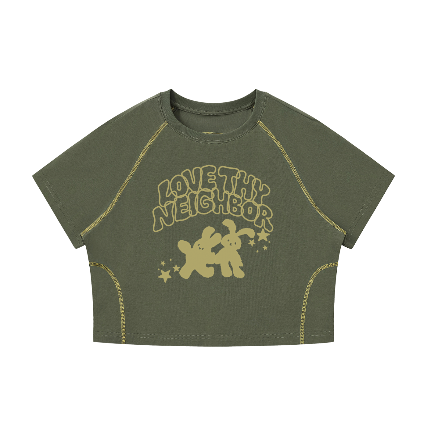 Women's Love Thy Neighbor Cropped Raglan Tee