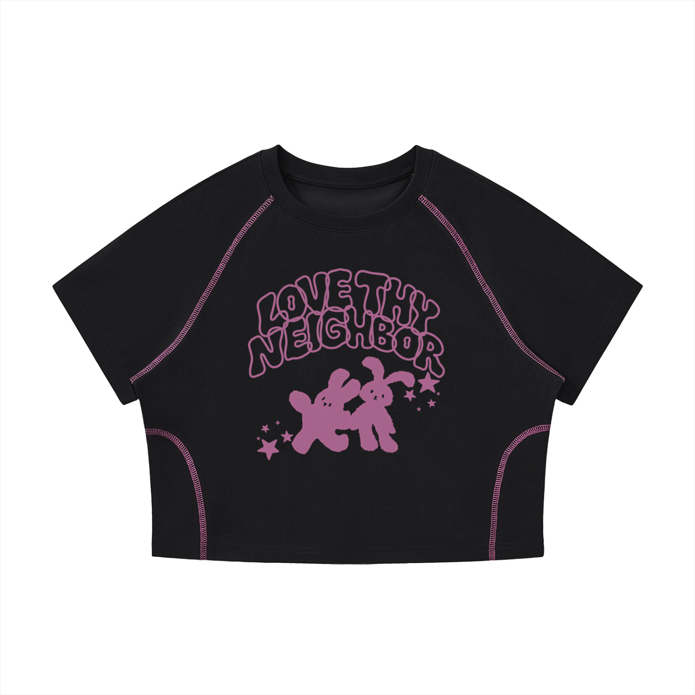 Women's Love Thy Neighbor Cropped Raglan Tee
